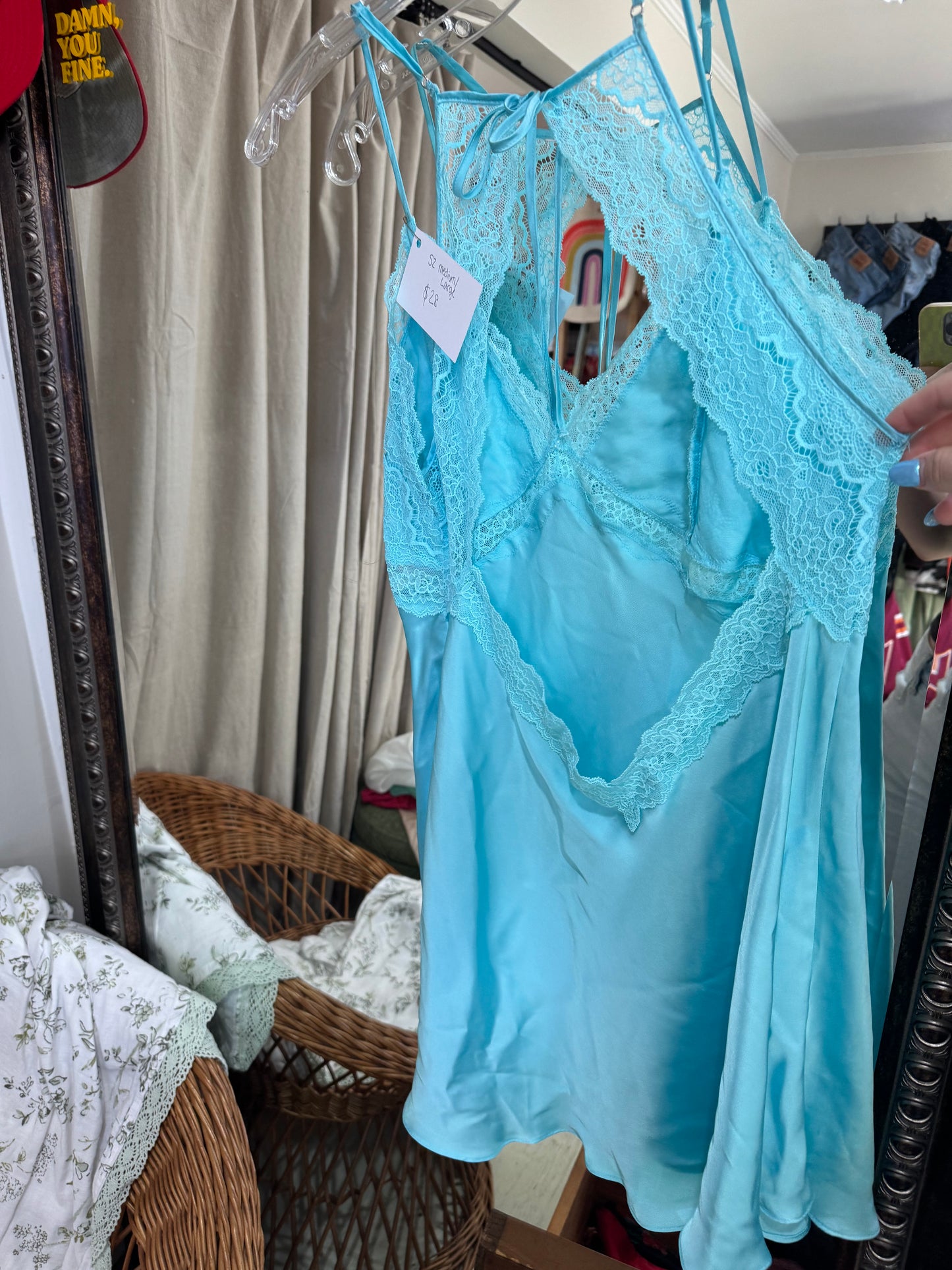 Blue lace slip