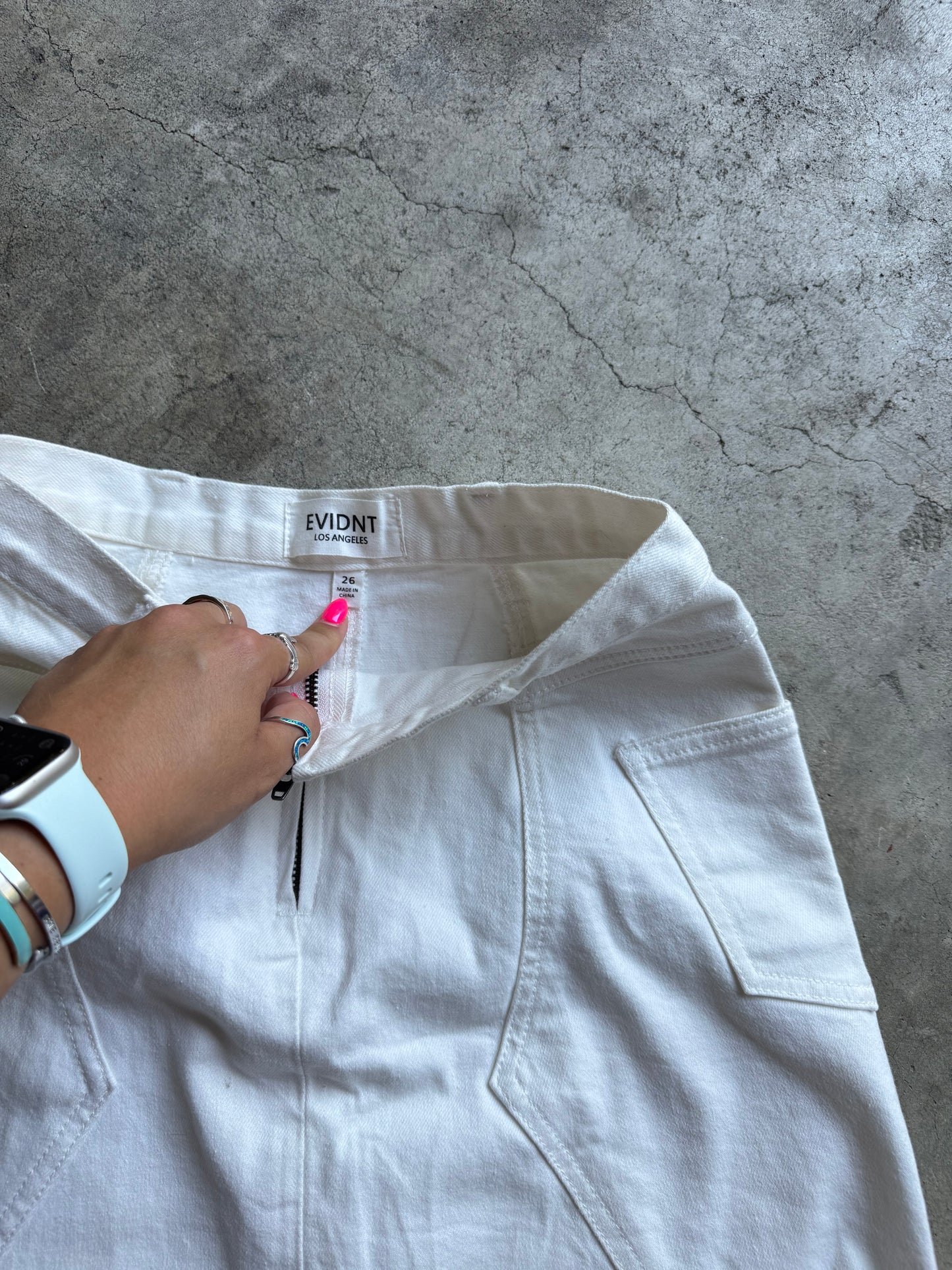 White denim skirt