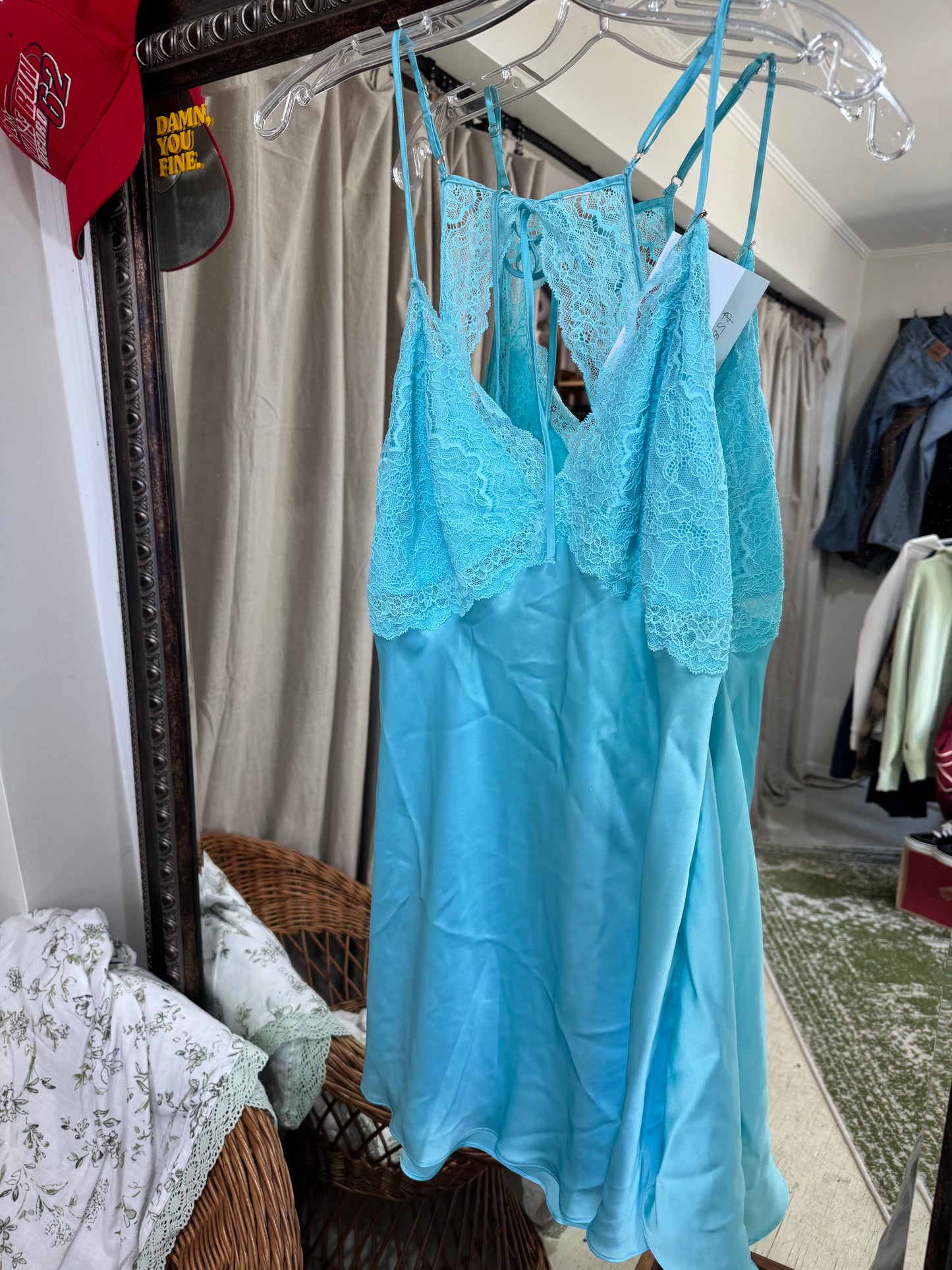 Blue lace slip