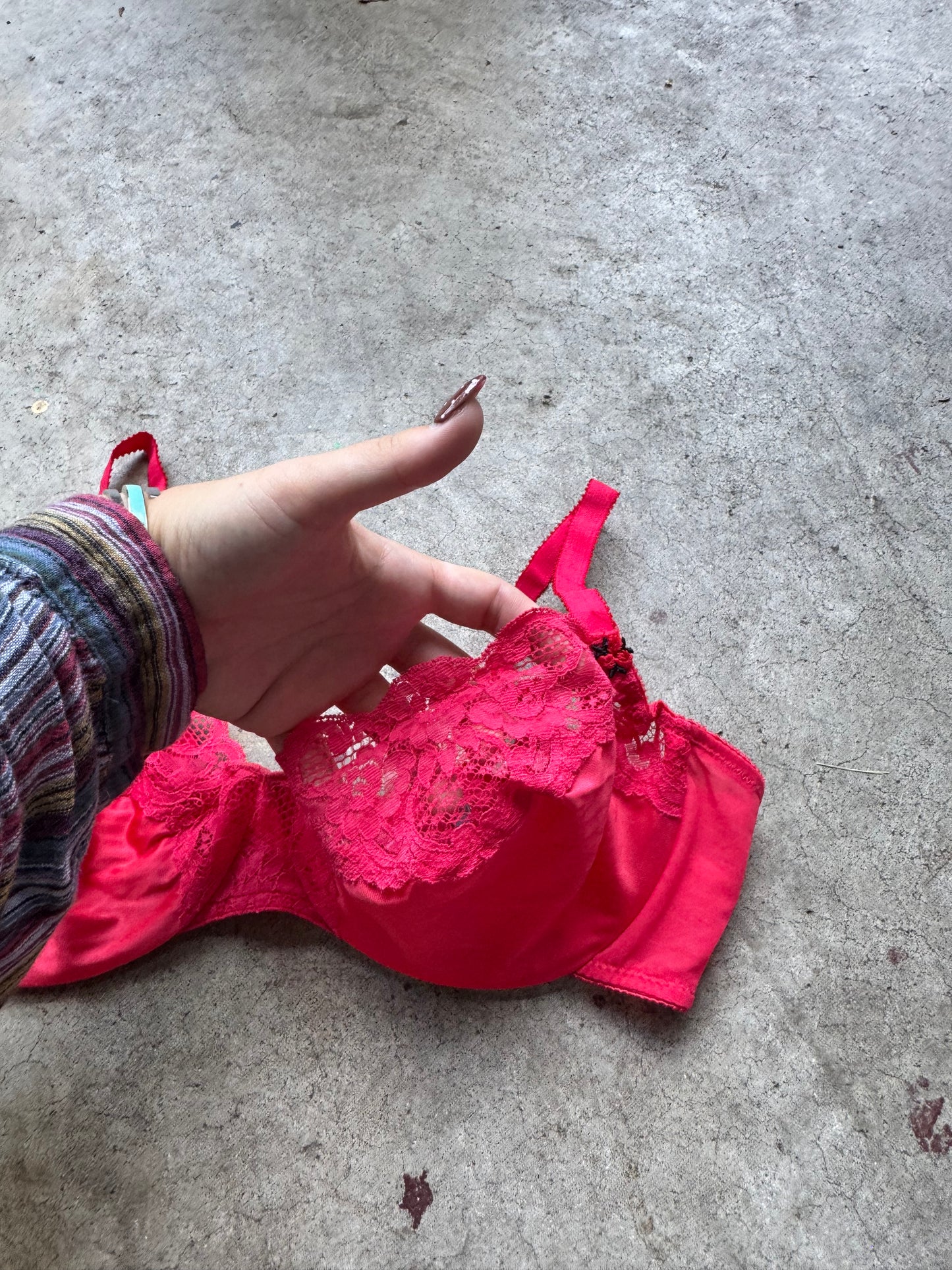 Red lace bra