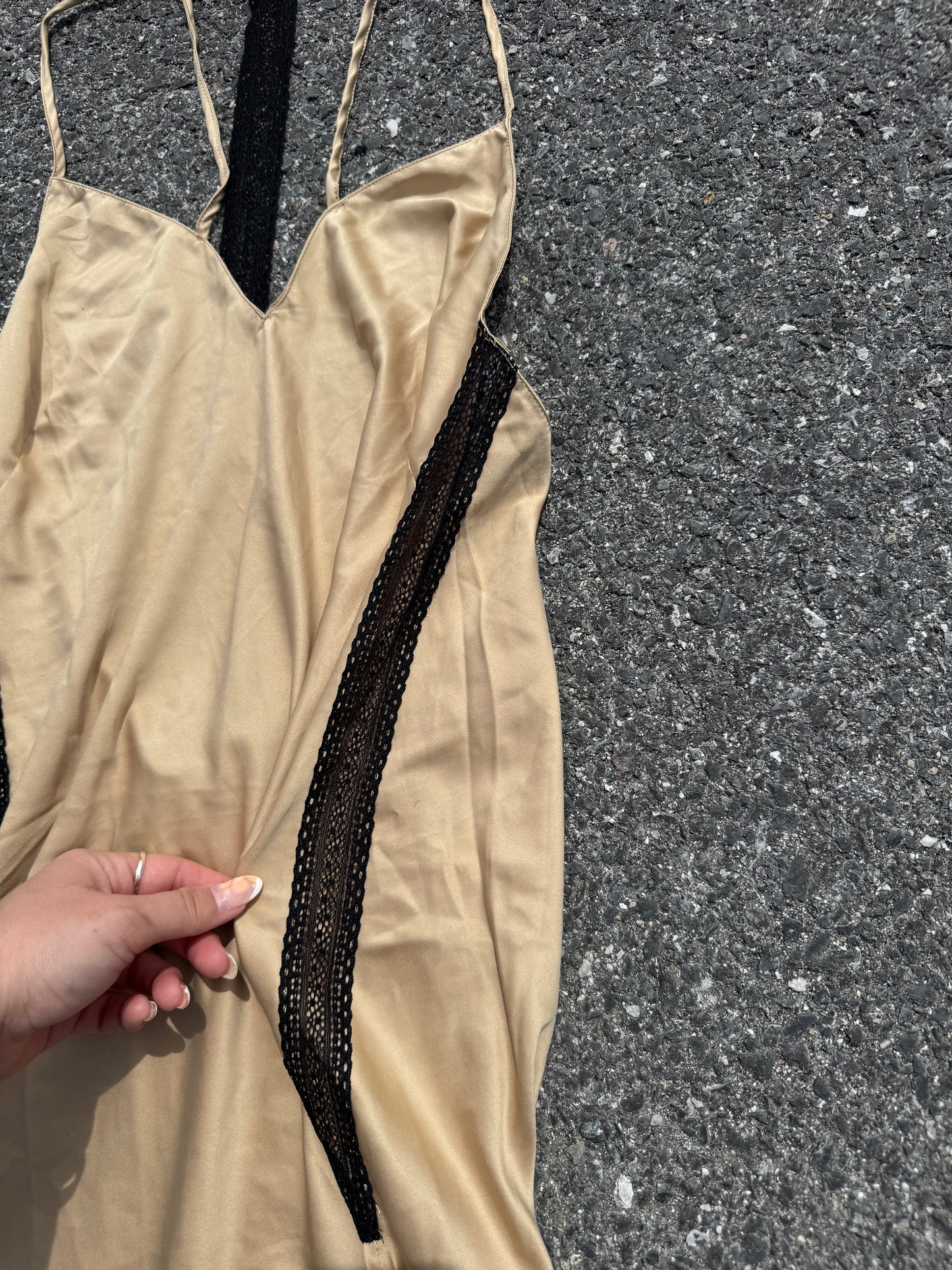 Tan and black slip