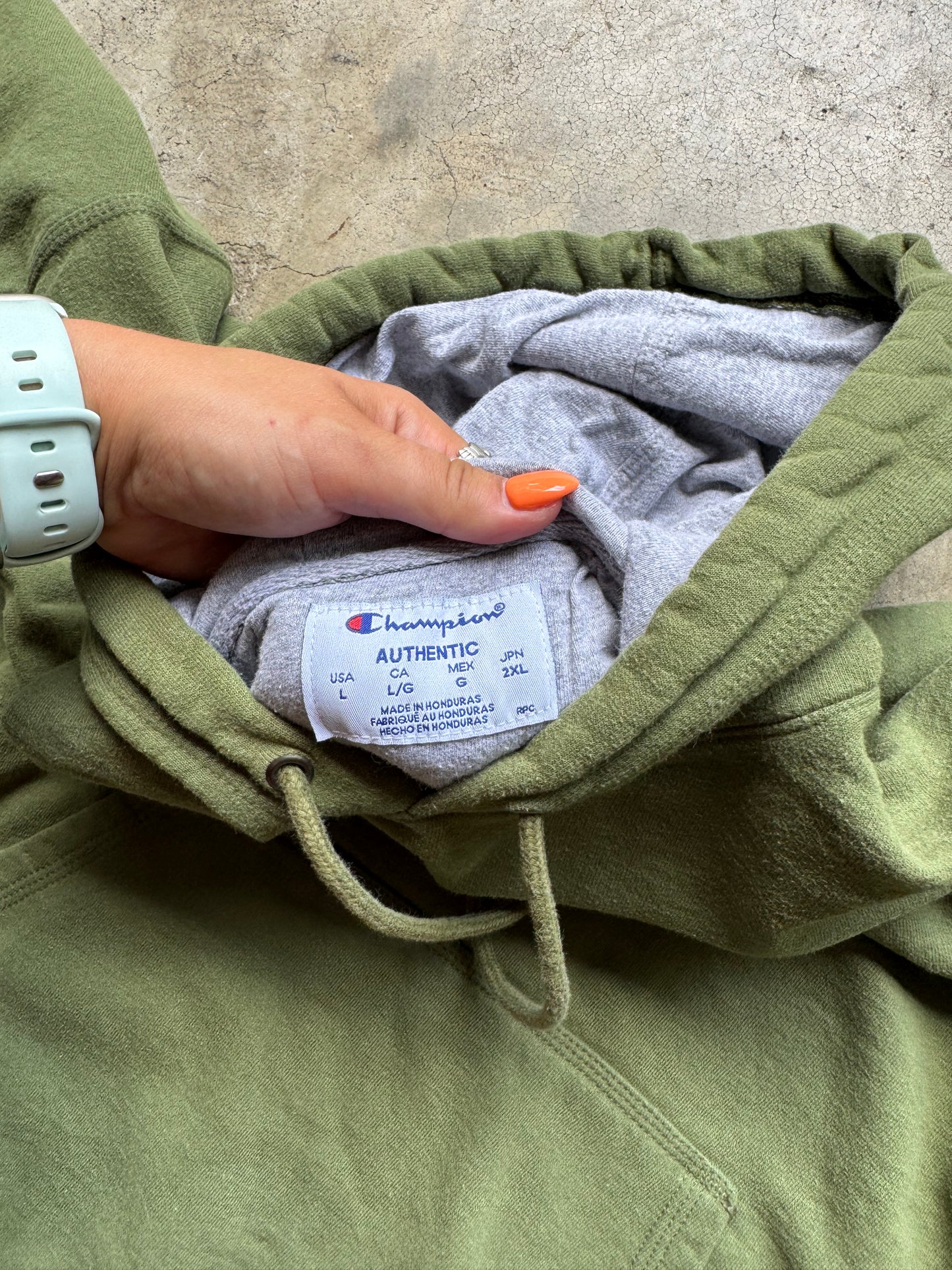 Green champion hoodie