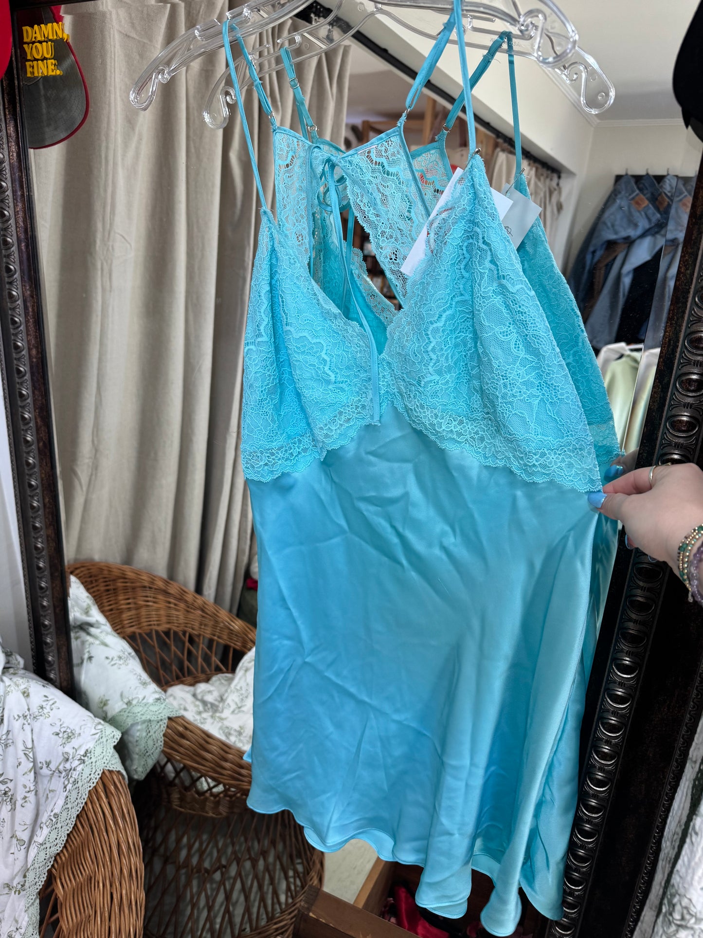 Blue lace slip