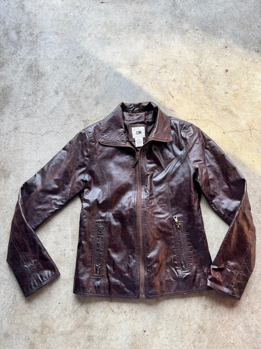 Vtg Brown Leather Jacket